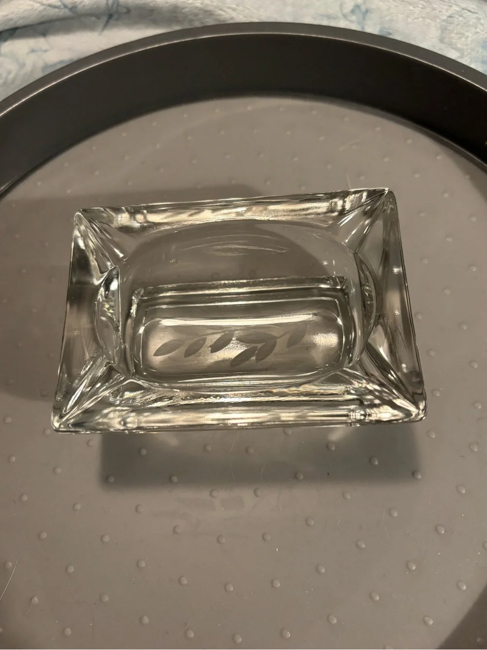Clear Glass Rectangular Decorative Ashtray- Home Accents